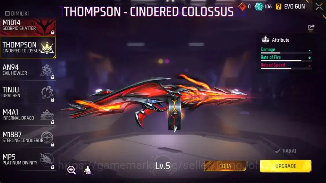 Free Fire Accounts Indonesia | Evo(Thompson Lv5) | M1887 Emerald Powe image 2