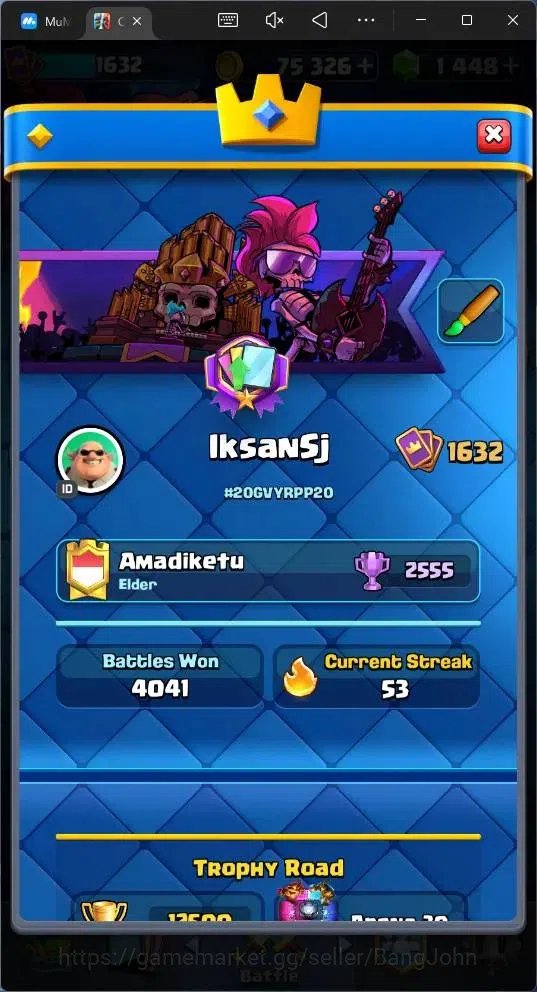 Clash Royale Accounts Global |CL 1632|KTL 15|Trophy 12500|121 Cards|4 Ma image 3