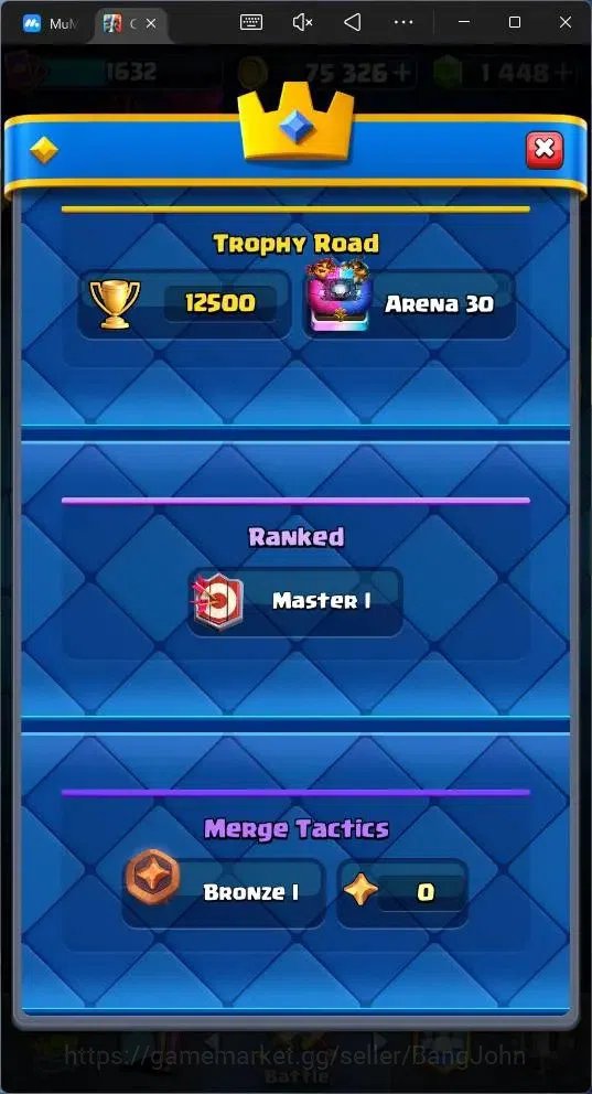 Clash Royale Accounts Global |CL 1632|KTL 15|Trophy 12500|121 Cards|4 Ma image 4