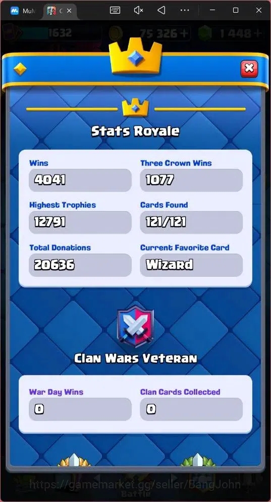 Clash Royale Accounts Global |CL 1632|KTL 15|Trophy 12500|121 Cards|4 Ma image 5