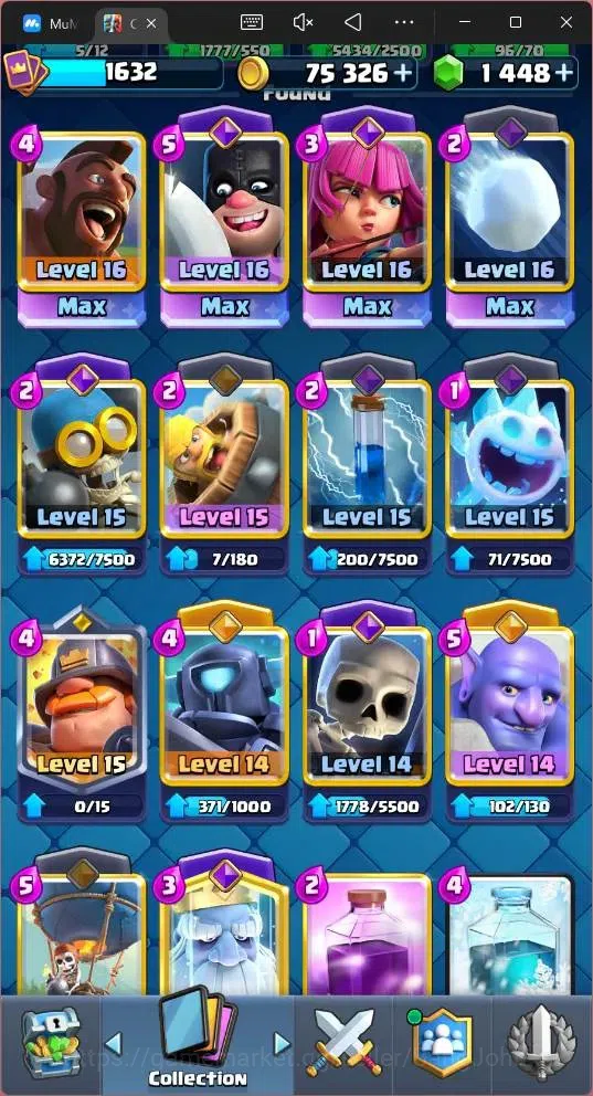 Clash Royale Accounts Global |CL 1632|KTL 15|Trophy 12500|121 Cards|4 Ma image 8