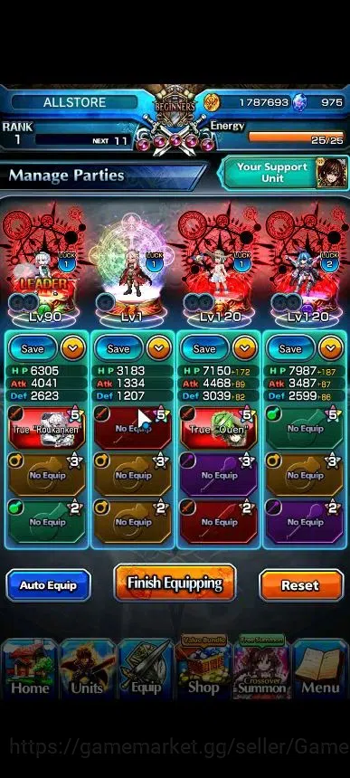 Grand Summoners Accounts Global|Rank 1|975 cc|4 Ascend+1 TW|Konpaku+TW,Summ image 3