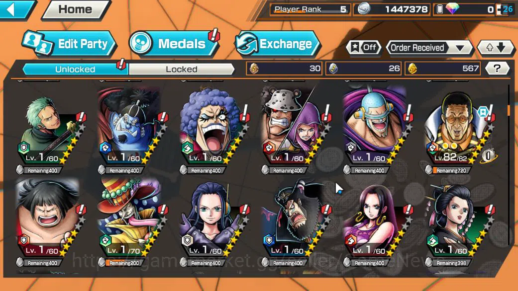 One Piece Bounty Rush Accounts Starter Global|4 EX|TFE Marshall D.Teach,AMS Borsalino,Legendary Hero D.Garp,Blackbeard 7