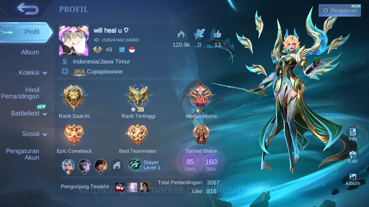 Mobile Legends: Bang Bang Accounts Hero 85 Skin 160 | KOF Karina | CC Nata | Luckybox image 1