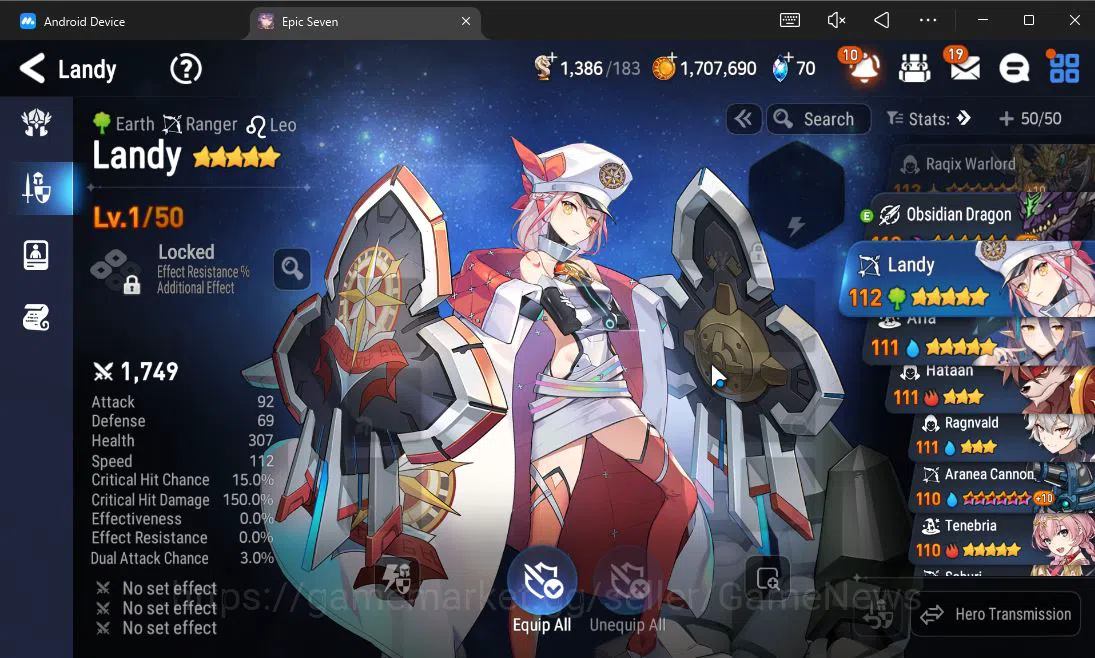 Epic Seven Accounts Starter GLOBAL UnVerif|Starter|1 ML (Conqueror Lilias)+Landy,Tenebria,Aria,Fenne,Etc|Poh ON|1,3K 20