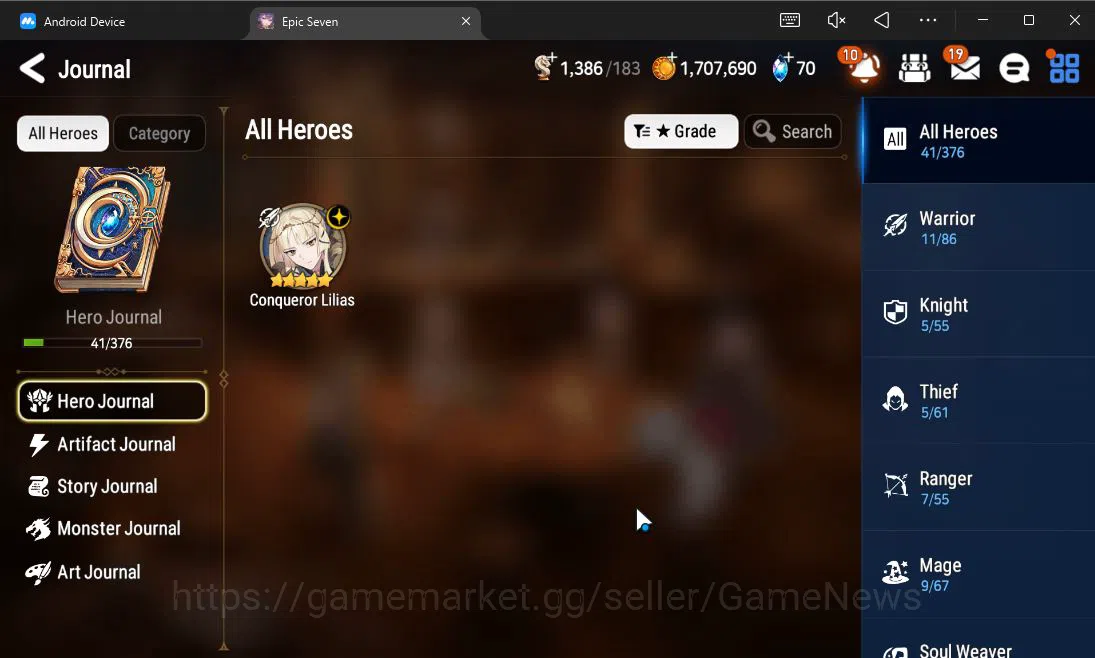 Epic Seven Accounts Starter GLOBAL UnVerif|Starter|1 ML (Conqueror Lilias)+Landy,Tenebria,Aria,Fenne,Etc|Poh ON|1,3K 5