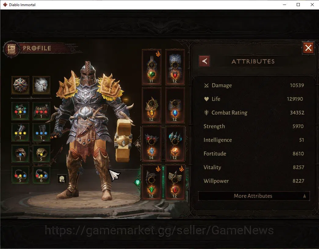 Diablo Immortal Accounts Mid-Tier NA - Chain of Honor|Change Server On|Lv60(616)|Barbarian |34k CR|Reso 480|Paragon 3