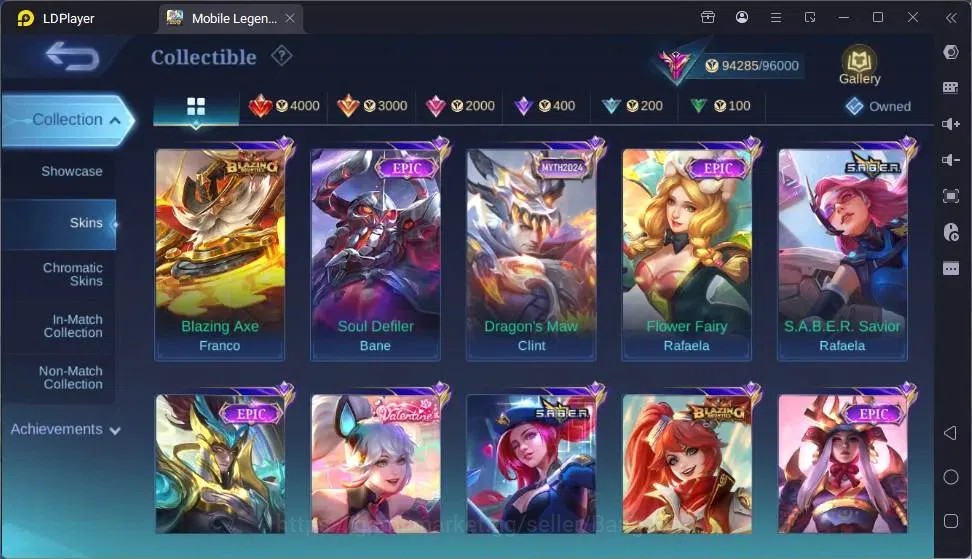 Mobile Legends: Bang Bang Accounts Global|Hero 132|Skin 360|Exalted|Collab Thamuz,Lin image 11