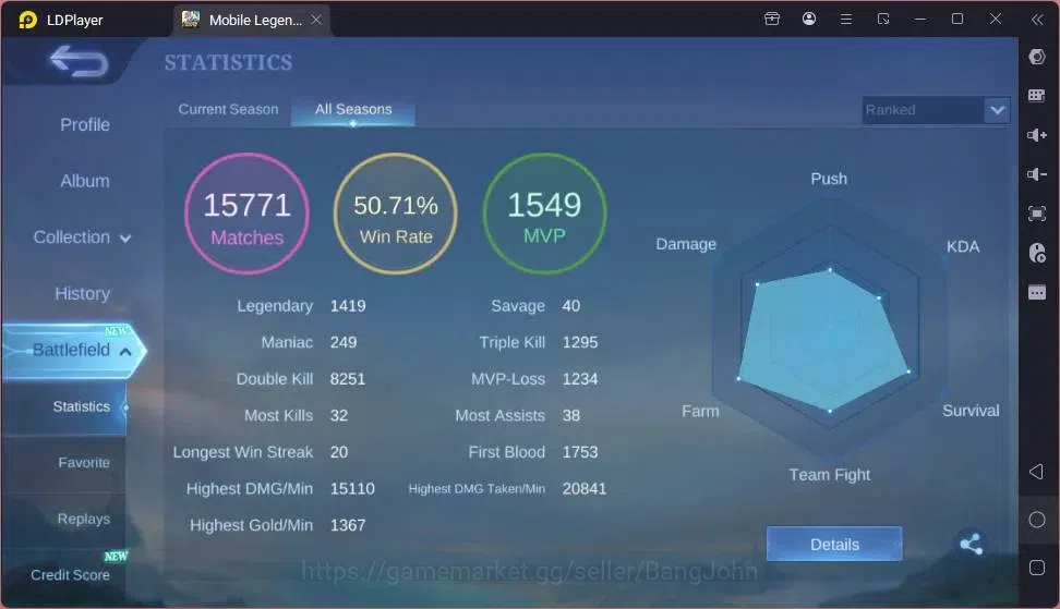 Mobile Legends: Bang Bang Accounts Global|Hero 132|Skin 360|Exalted|Collab Thamuz,Lin image 17