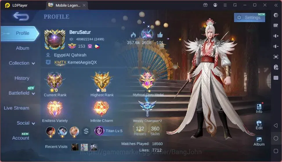 Mobile Legends: Bang Bang Accounts Global|Hero 132|Skin 360|Exalted|Collab Thamuz,Lin image 19