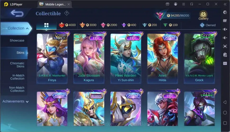 Mobile Legends: Bang Bang Accounts Global|Hero 132|Skin 360|Exalted|Collab Thamuz,Lin image 9