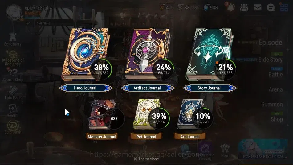Epic Seven Accounts Limited Hero Global Unverif|11ML (BArunka, Salome, Abyss Yufine, EM Ilynav, SP Celine)|Bless+PoH+Theater 15