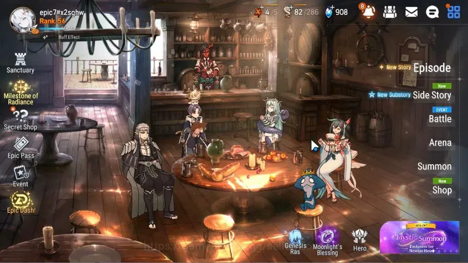 Epic Seven Accounts Limited Hero Global Unverif|11ML (BArunka, Salome, Abyss Yufine, EM Ilynav, SP Celine)|Bless+PoH+Theater 8