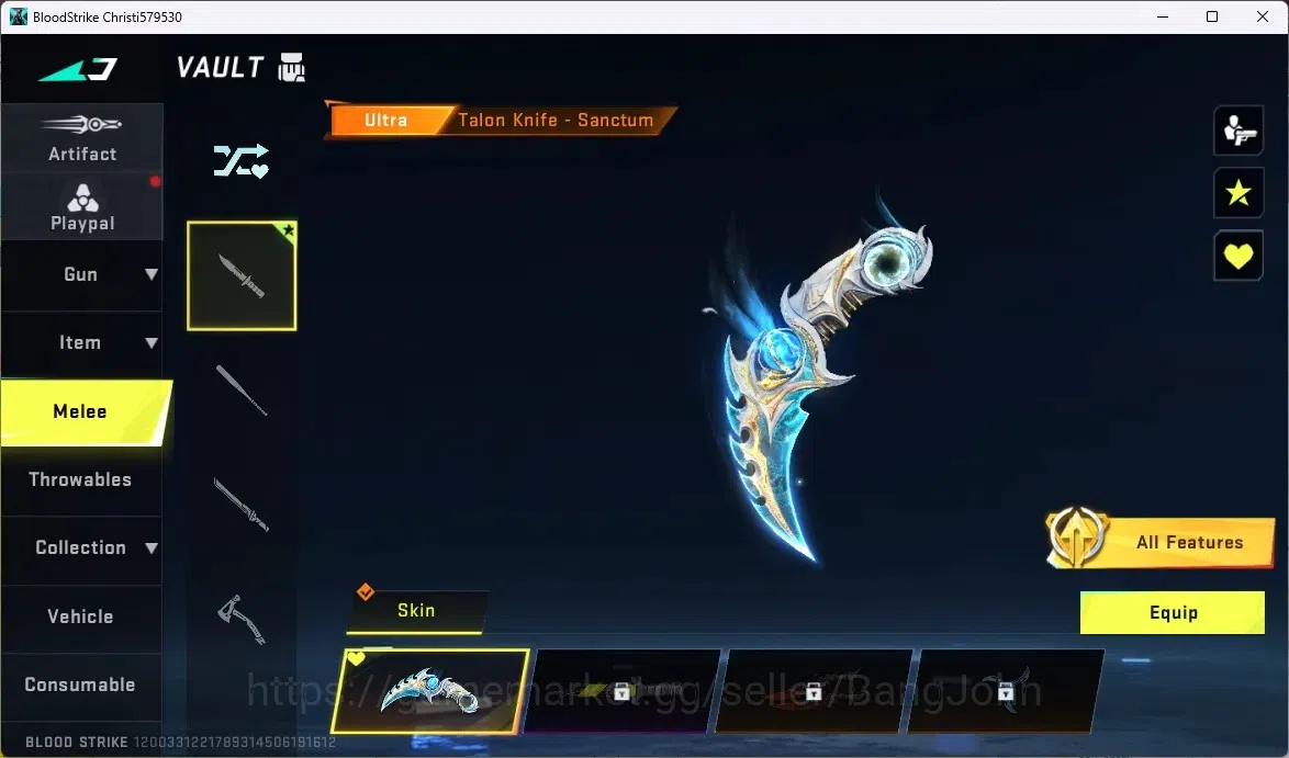 Blood Strike Accounts ASIA | ULTRA MELEE: Talon Knife-Sanctum | EVA GUN: image 5