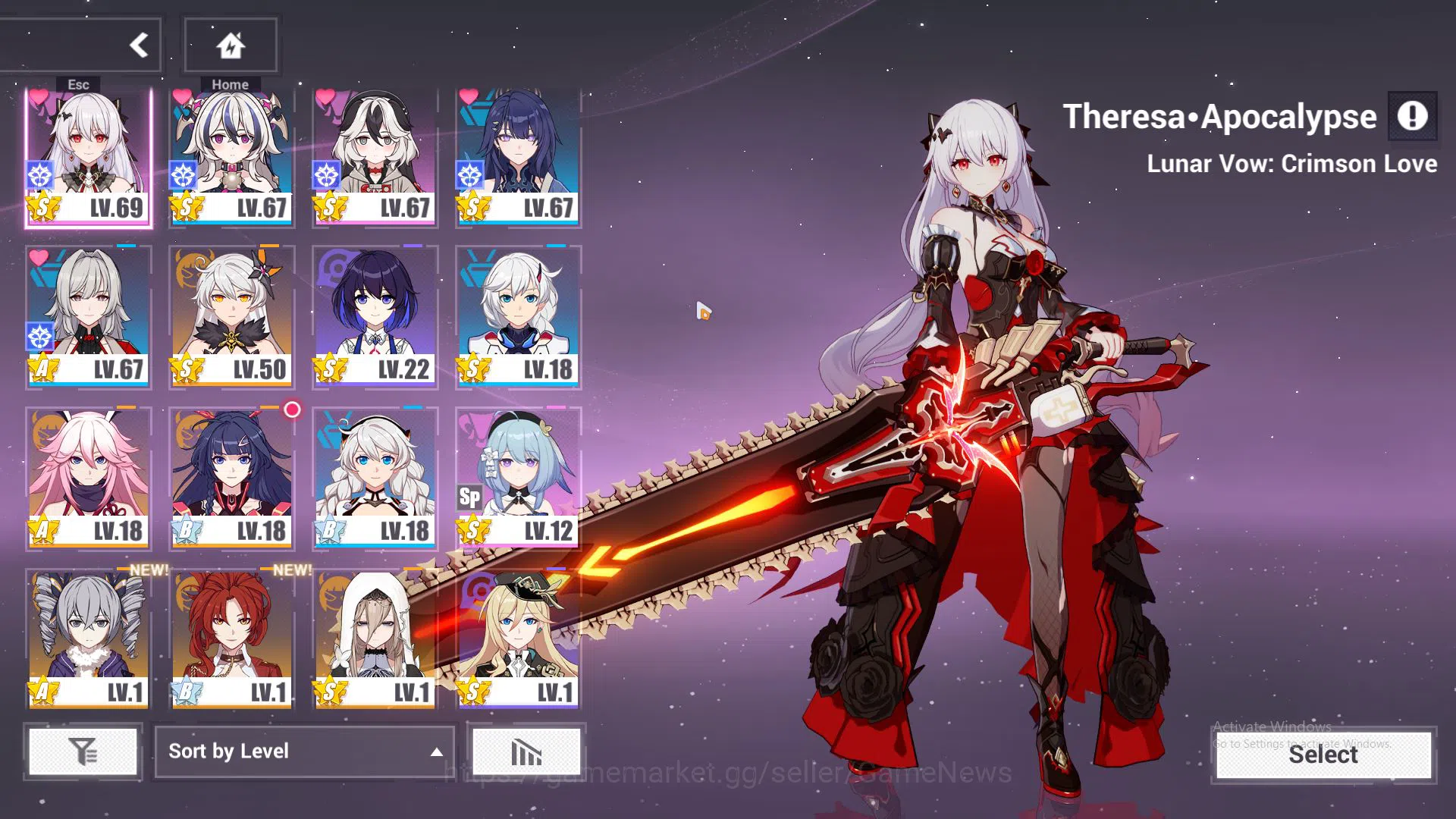 Honkai Impact 3rd Accounts SEA Lv 70|1 Fullset (Theresa Lunar Vow CL 4/4),Kia image 2
