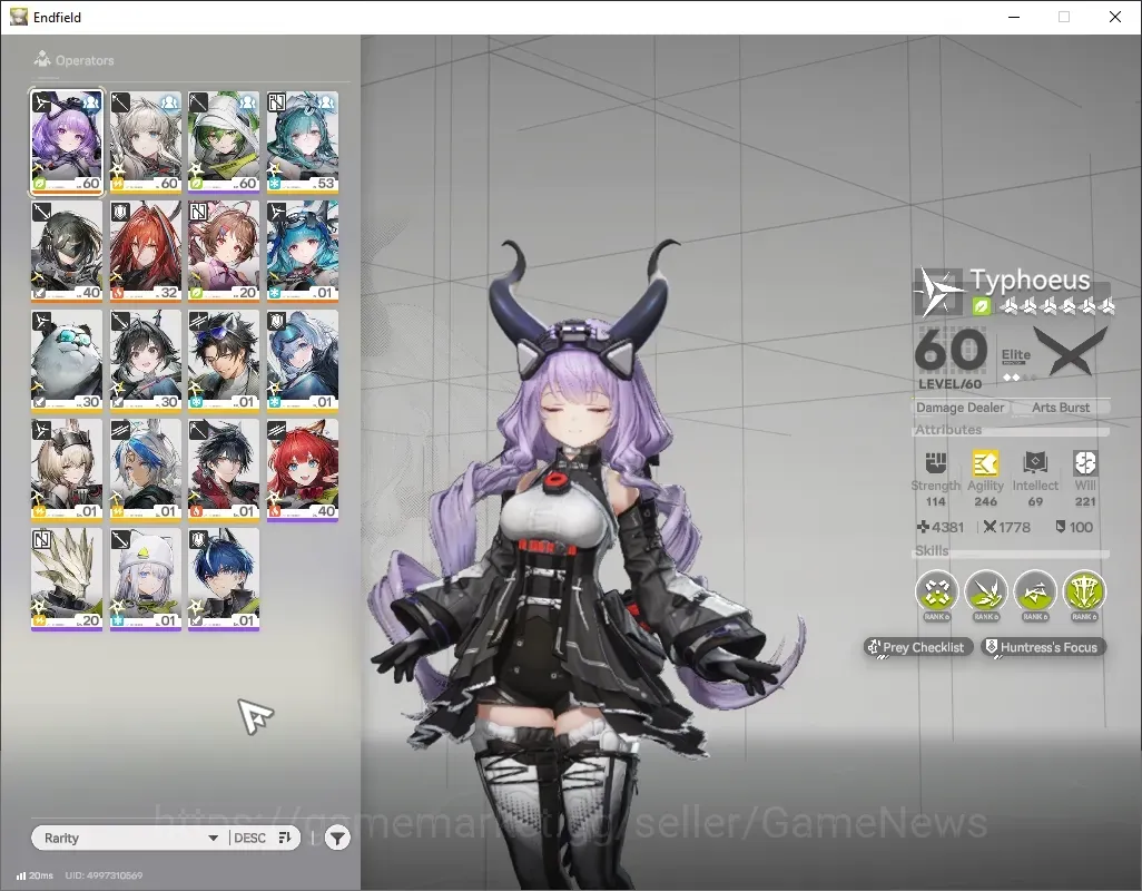 Arknights: Endfield Accounts ASIA|Lv 40|4 SSR 1 Limited + 6 (*6 Weapon)| Typhoeus P1 + Signature |Ardelia & Ember|Female 1