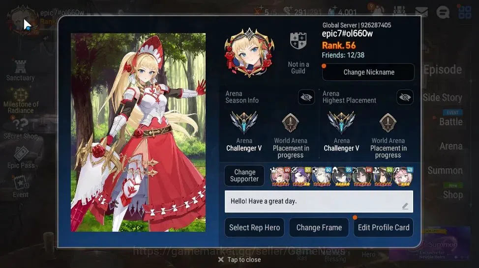 Epic Seven Accounts GLOBAL Unverif|6 ML[US Choux,SP Politis,,MKawerik, image 2