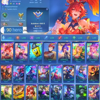 Mobile Legends: Bang Bang Accounts Others HERO 90 SKIN 159 | EMBLEM GOOD| CYPLOPS SPOBENGEBOB| VALE GARA| EPIC KHUFRA| STUN