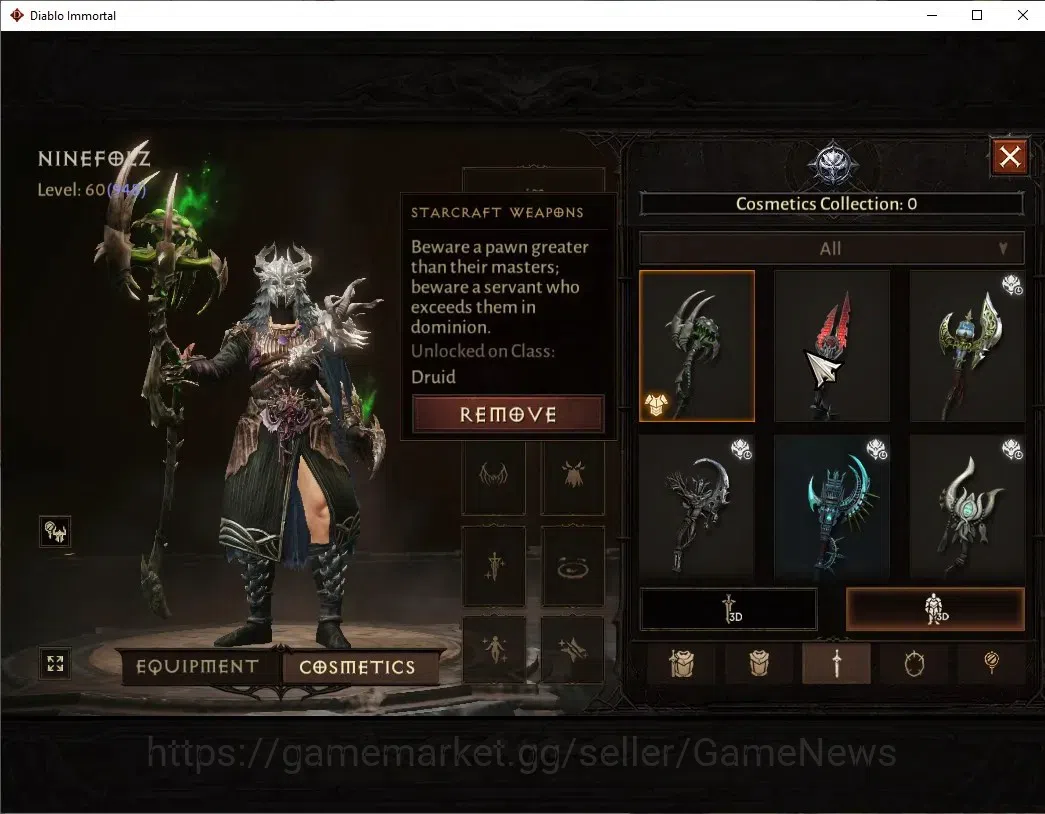Diablo Immortal Accounts High-End SEA - Verathiel|CS ON|Lv60(948)|Druid|CR 45.1K|Reso 360|Paragon Vanquisher|Inferno 10