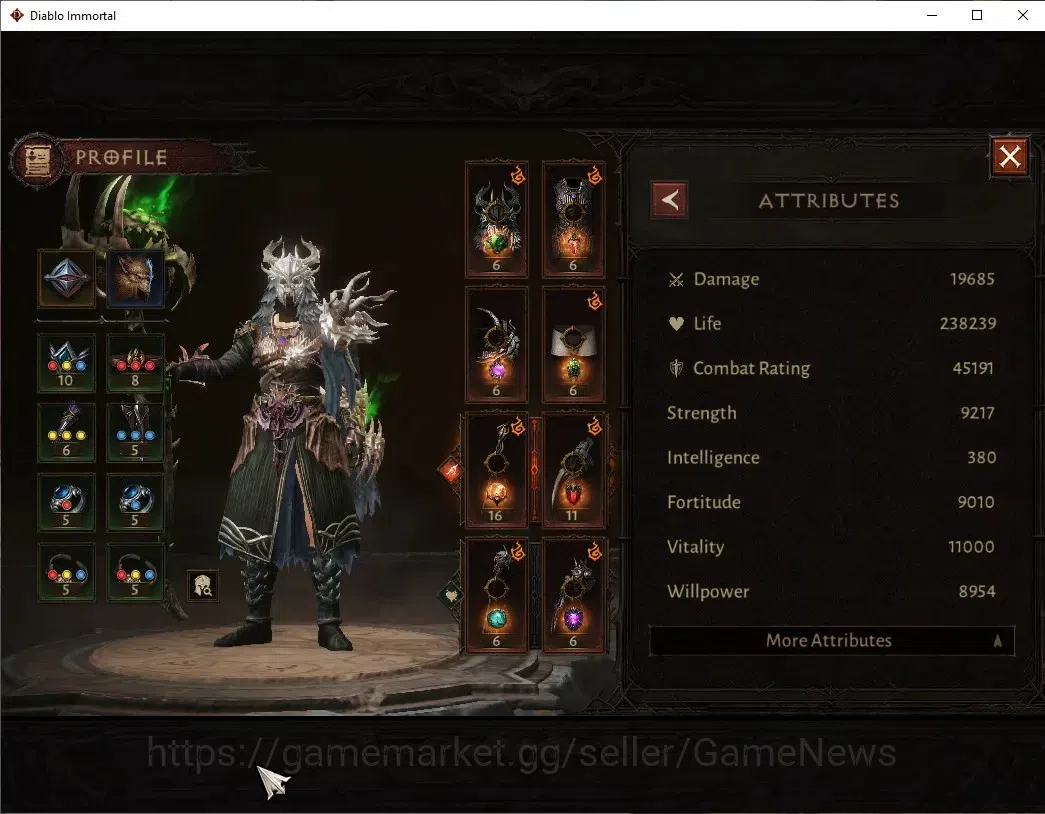 Diablo Immortal Accounts High-End SEA - Verathiel|CS ON|Lv60(948)|Druid|CR 45.1K|Reso 360|Paragon Vanquisher|Inferno 4
