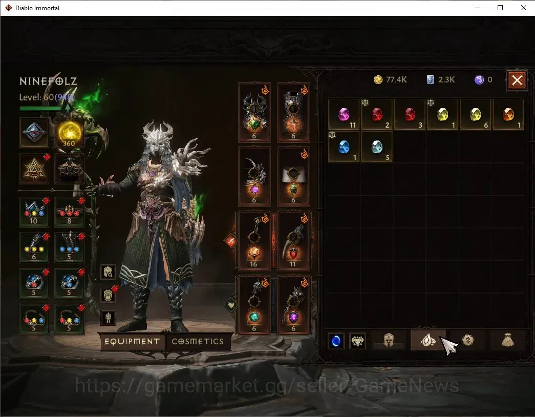 Diablo Immortal Accounts High-End SEA - Verathiel|CS ON|Lv60(948)|Druid|CR 45.1K|Reso 360|Paragon Vanquisher|Inferno 7