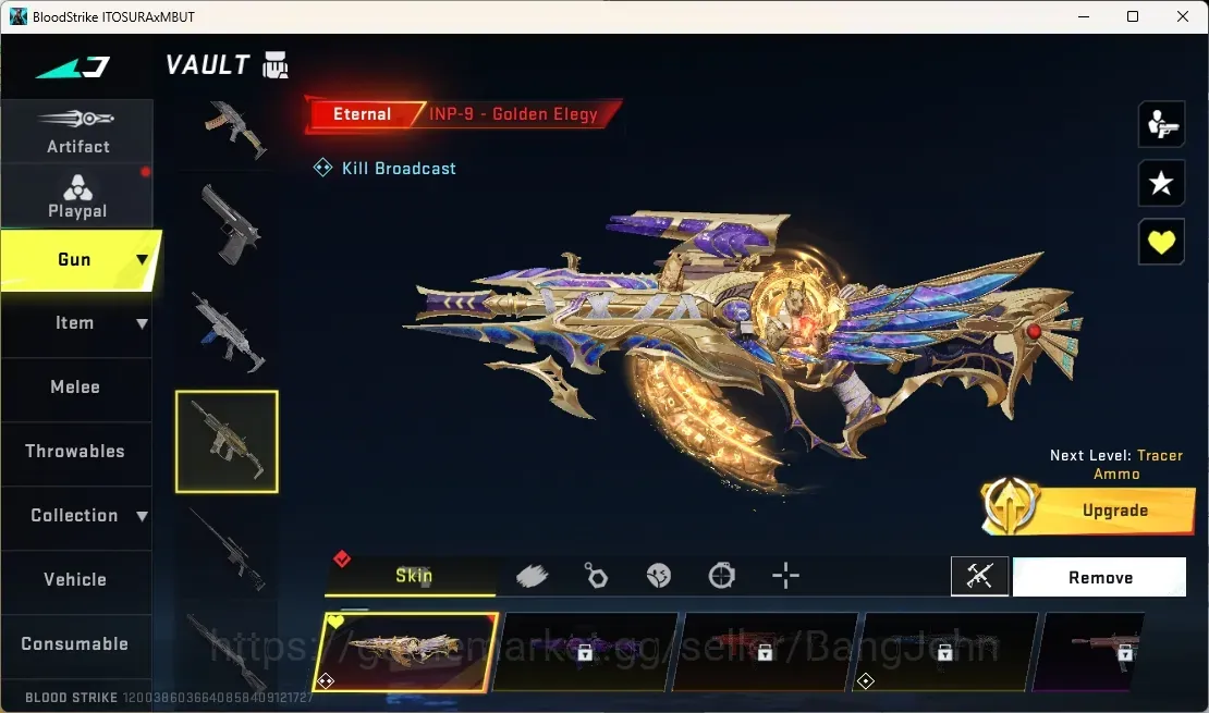 Blood Strike Accounts Others ASIA | 2 Eternal Guns:INP-9-Golden Elegy,MP7-Tidesong|Ultra Melee: Katar-Selachian|1 AOT Gun|2 1