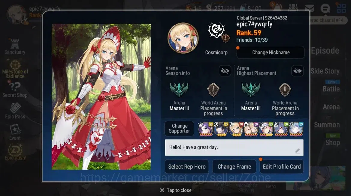 Epic Seven Accounts High-End Global Unverif|8ML(RnL,LQC,NCLandy,SECeline,etc|ManyRes|CB1438|PoH+BlessON|SS 5.1K|Stove(ES781Z) 1