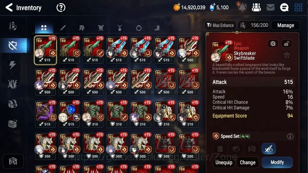 Epic Seven Accounts High-End Global Unverif|8ML(RnL,LQC,NCLandy,SECeline,etc|ManyRes|CB1438|PoH+BlessON|SS 5.1K|Stove(ES781Z) 13