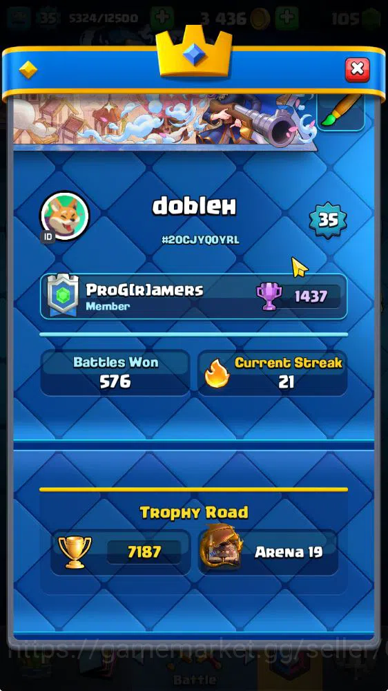 Clash Royale Accounts Midgame Lv 35|Trophy 7187|KTL 12|Limited Skin|Card 121|1 Hero 7 EVO 8 Champ 21 Legendary 33 Epic 30 2