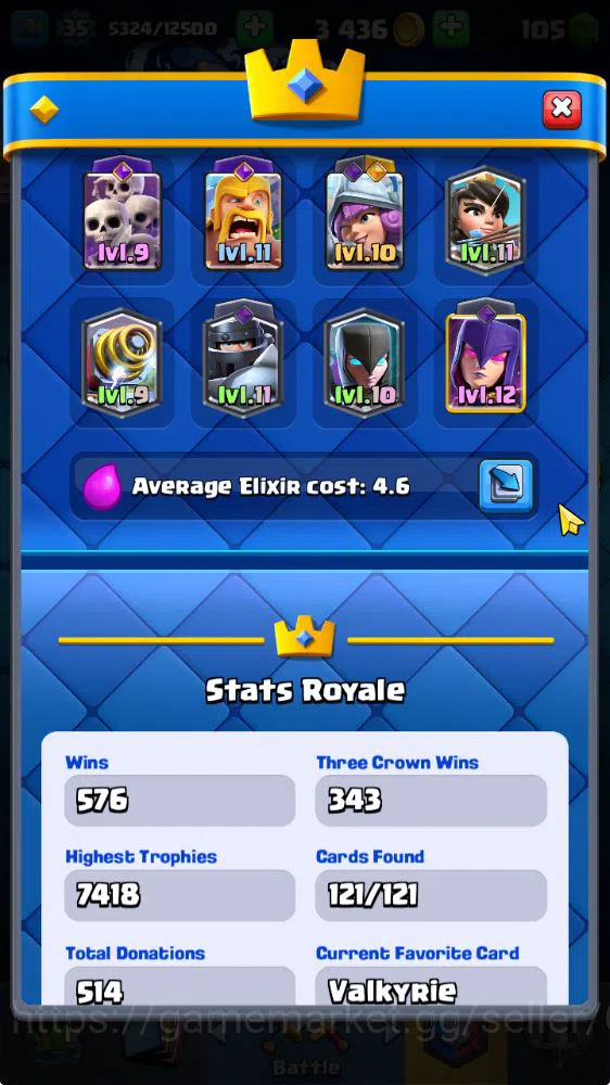 Clash Royale Accounts Midgame Lv 35|Trophy 7187|KTL 12|Limited Skin|Card 121|1 Hero 7 EVO 8 Champ 21 Legendary 33 Epic 30 3