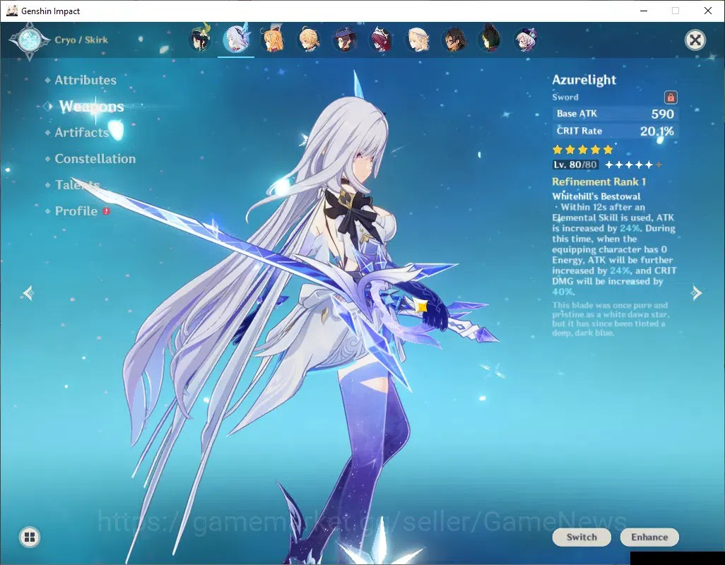 Genshin Impact Accounts ASIA|AR 56|7 Limited + 4 (*5 Weapon)|Skirk+Signatu image 3