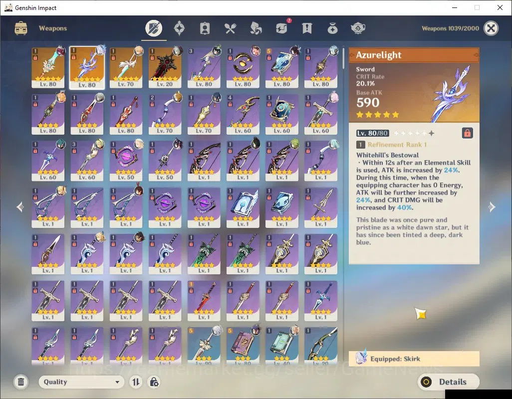 Genshin Impact Accounts ASIA|AR 56|7 Limited + 4 (*5 Weapon)|Skirk+Signatu image 4