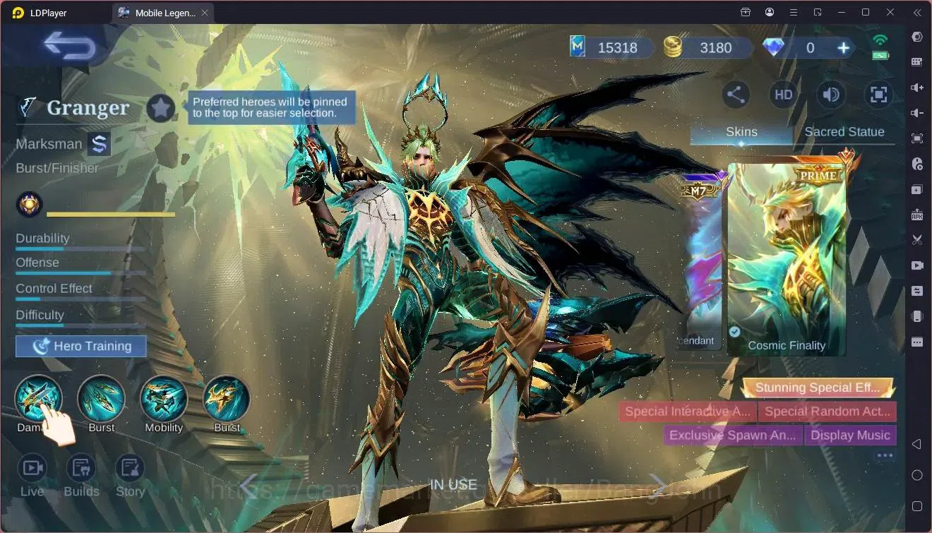 Mobile Legends: Bang Bang Accounts Global|Hero 132|Skin 236|Renowned|Prime Granger|CC image 19
