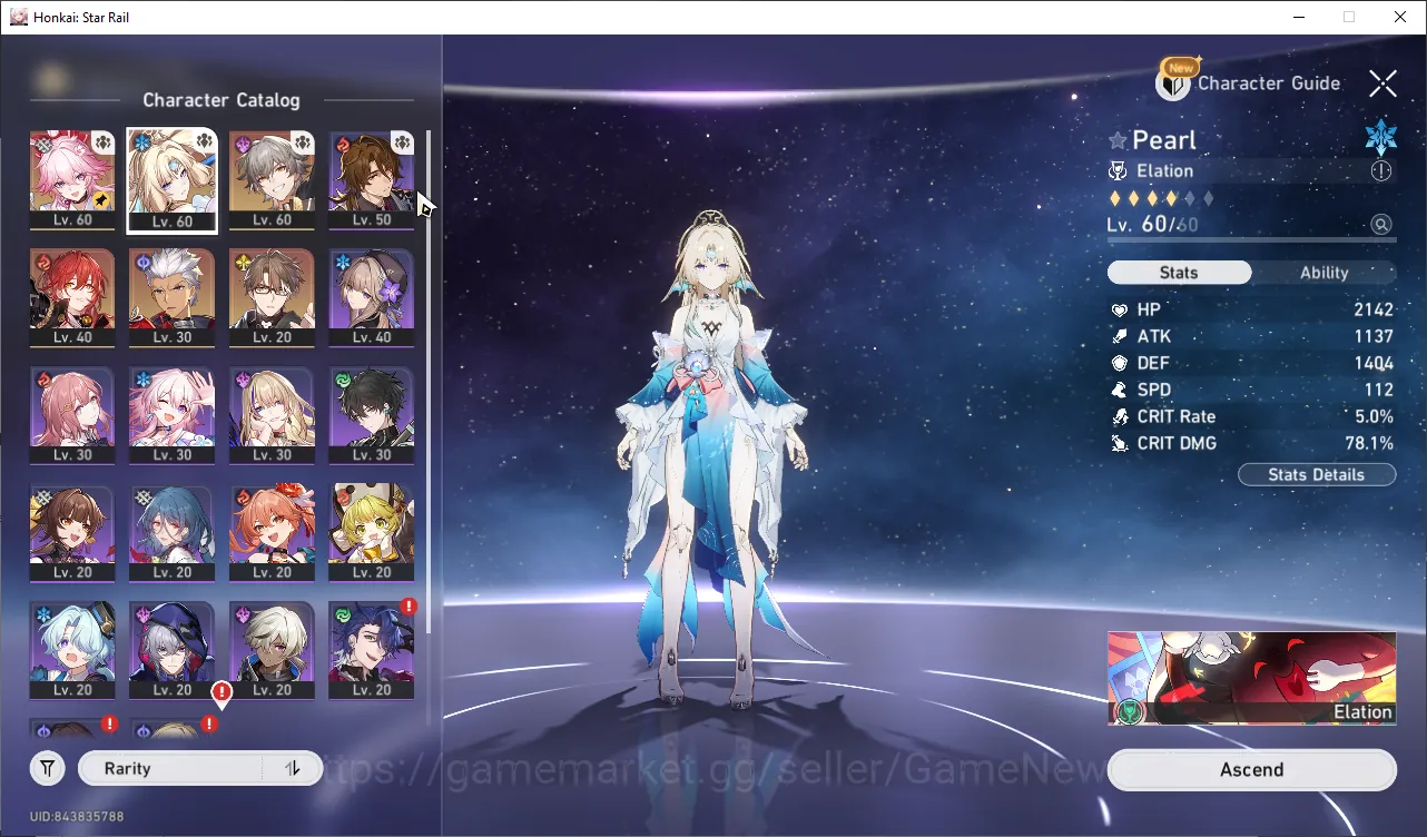 Honkai Star Rail Accounts Mid Game Asia|1 Golden Companion |TL 50|3 Limited| Evanescia,Pearl,Archer, +2 Standard Character 1