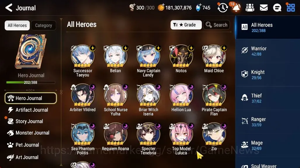 Epic Seven Accounts High-End Global UnVerif|NewEra|16 ML(NOTOS,Zio,Belian,SN Yulha,BW 1