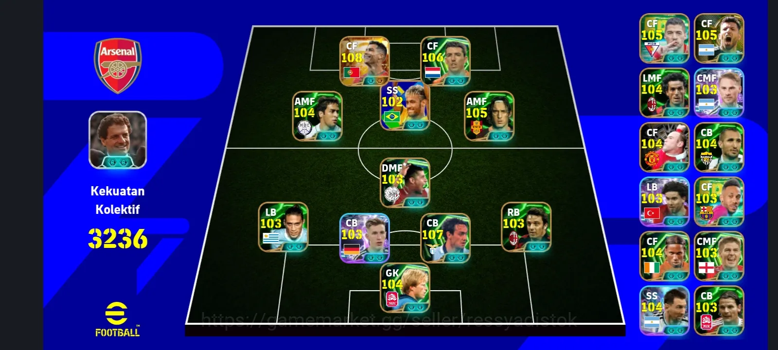 eFootball Accounts Legends & Iconic Players EFOOTBALL COLECTIVE 3236+ | BIGTIME C RONALDO,ROY MAKAAY,ALESANDRO NESTA,NEYMAR 1