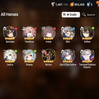 Epic Seven Accounts Starter Global|Unverif|Starter NEW ERA 3ML (Notos,S.E.Celine,T.E.Kayron)|Theater+PoH+Bless
