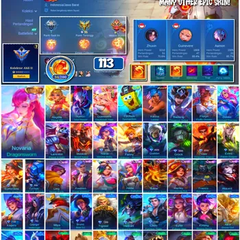 Mobile Legends: Bang Bang Accounts #4418 113 Skins | Karina Leona (KOF) | Badang Pegasus Seiya (SAINT SEIYA) | Cyclops