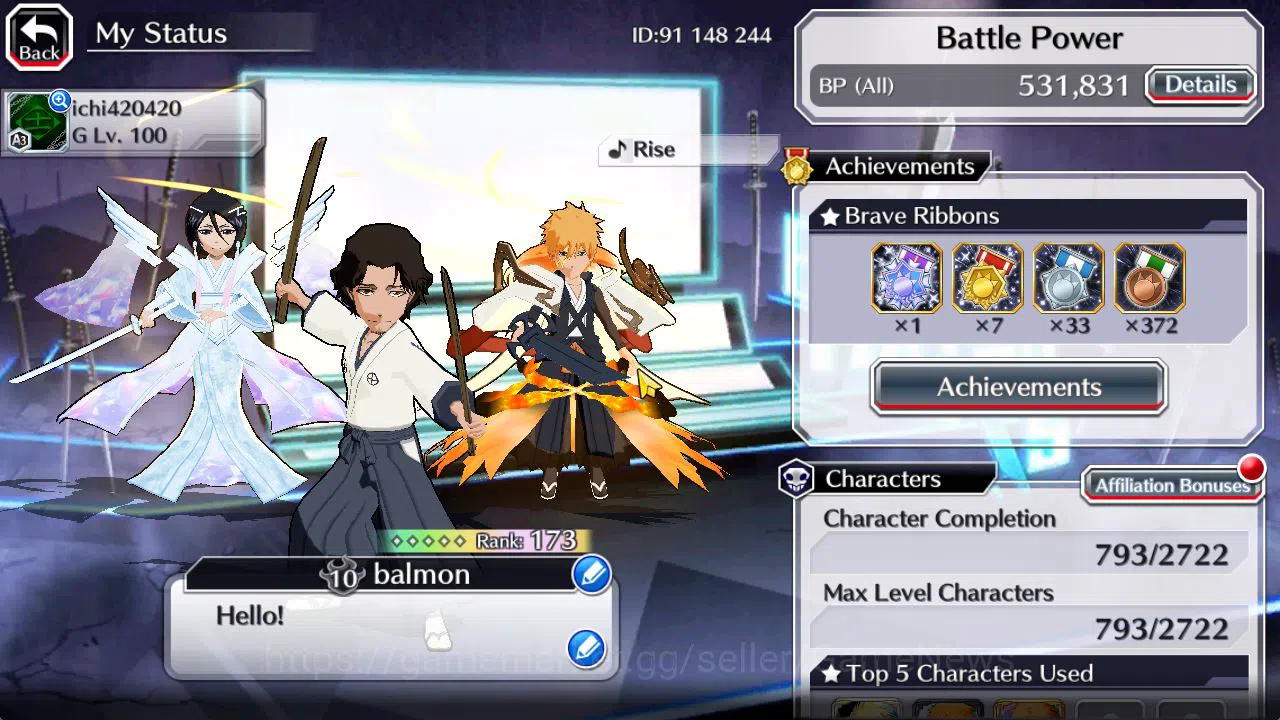 Bleach: Brave Souls Accounts Mid-Tier [GLOBAL]42 Orbs|Rukia,Ichigo 10th Aniv,SoulReper[Shunsui,Jushiro],TYBW25 2