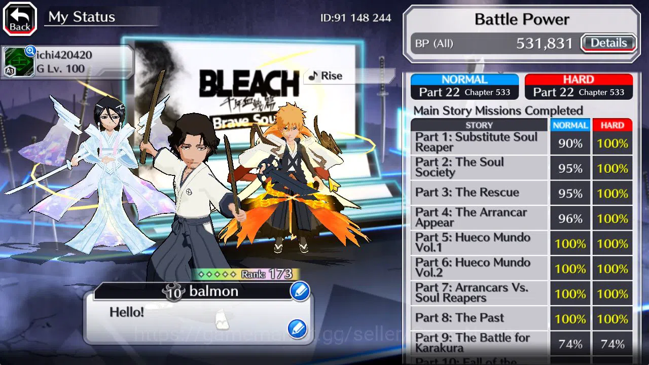 Bleach: Brave Souls Accounts Mid-Tier [GLOBAL]42 Orbs|Rukia,Ichigo 10th Aniv,SoulReper[Shunsui,Jushiro],TYBW25 4