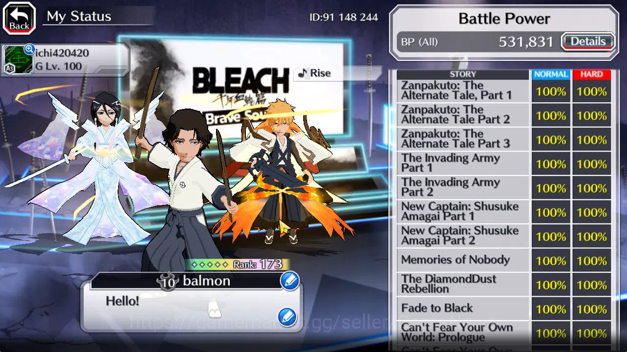 Bleach: Brave Souls Accounts Mid-Tier [GLOBAL]42 Orbs|Rukia,Ichigo 10th Aniv,SoulReper[Shunsui,Jushiro],TYBW25 6