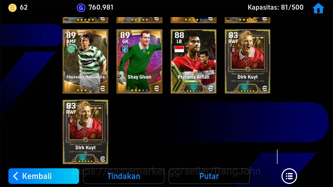 eFootball Accounts Others Power 3223|old acc Batistuta epic, Neymar brazil, rooney epic, forlan epic, thuram epic, rui costa 14