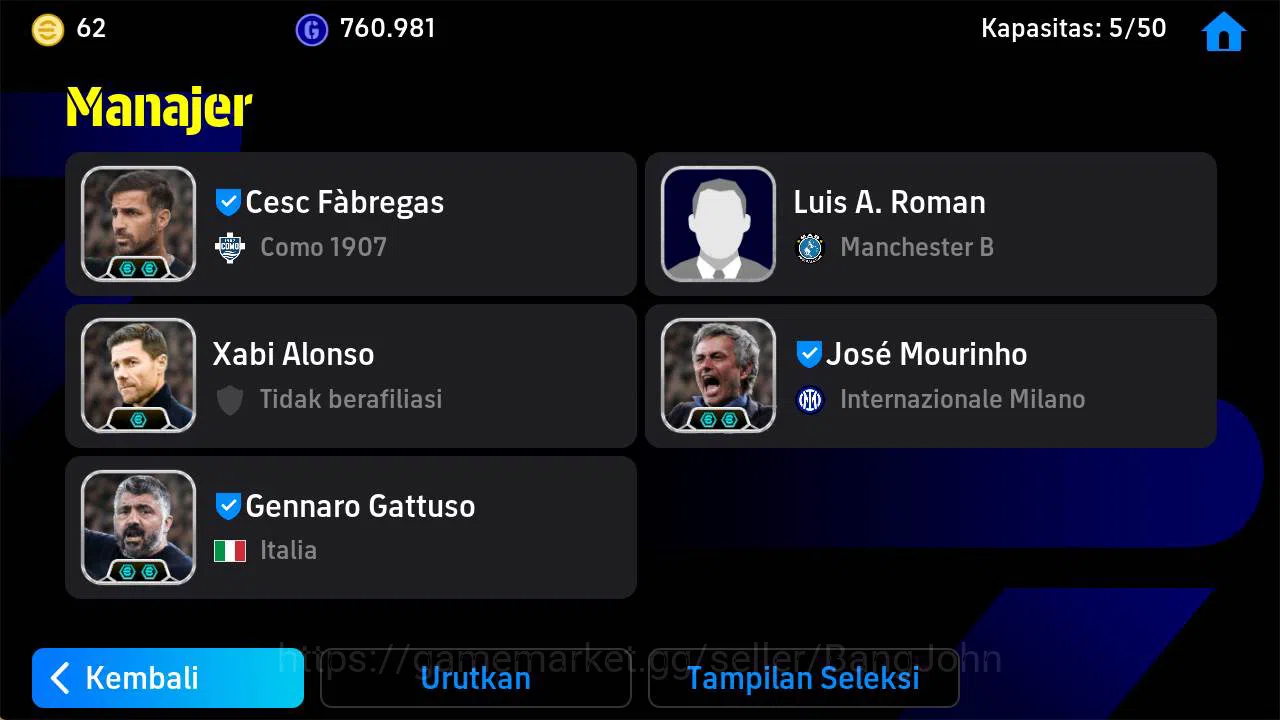 eFootball Accounts Others Power 3223|old acc Batistuta epic, Neymar brazil, rooney epic, forlan epic, thuram epic, rui costa 3