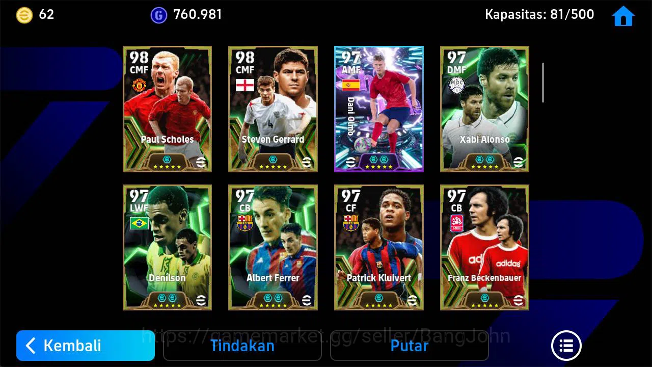 eFootball Accounts Others Power 3223|old acc Batistuta epic, Neymar brazil, rooney epic, forlan epic, thuram epic, rui costa 5