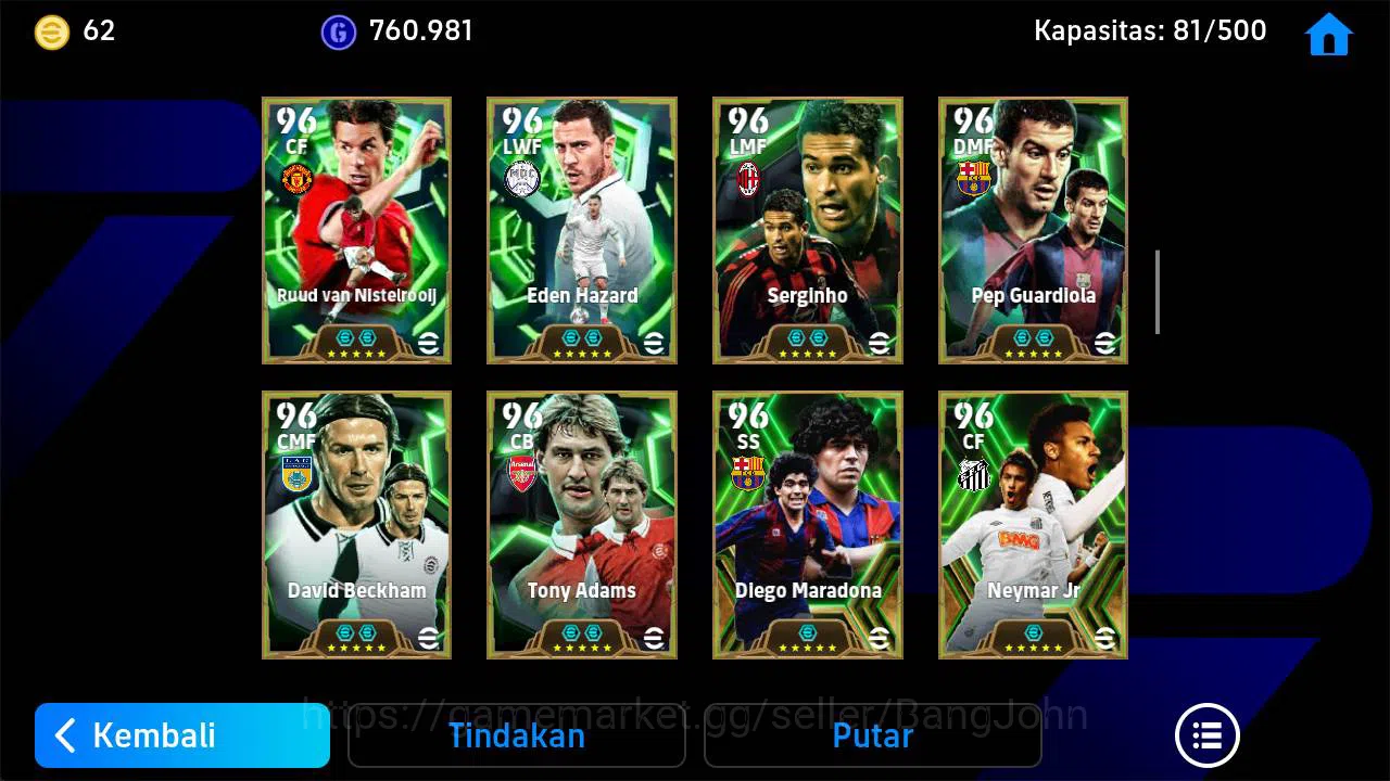 eFootball Accounts Others Power 3223|old acc Batistuta epic, Neymar brazil, rooney epic, forlan epic, thuram epic, rui costa 7