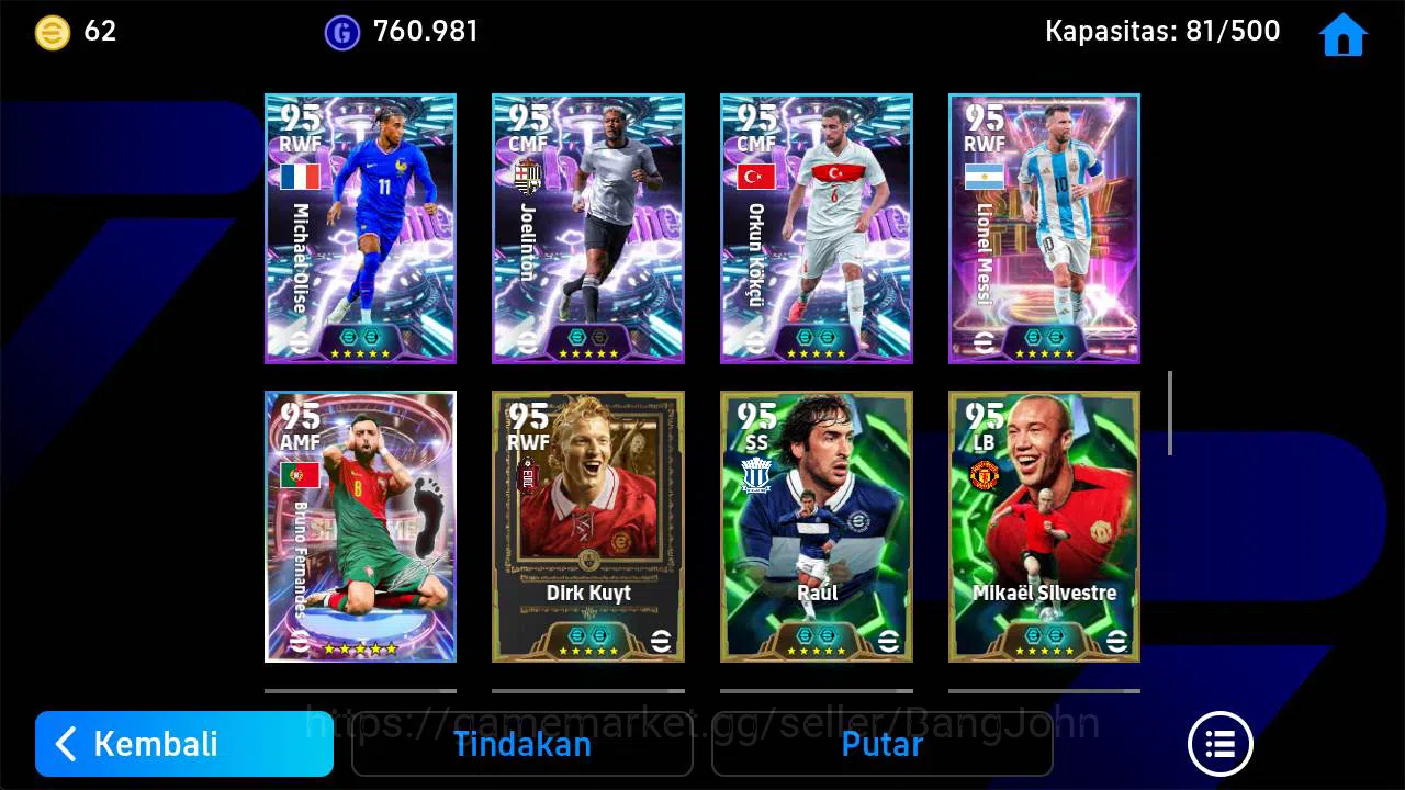 eFootball Accounts Others Power 3223|old acc Batistuta epic, Neymar brazil, rooney epic, forlan epic, thuram epic, rui costa 9