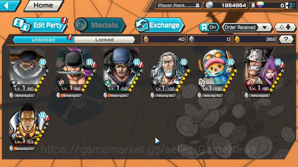 One Piece Bounty Rush Accounts Starter Global|4 EX|5Elders Saturn,Onigashima Zoro,PB Kuzan,[Borsalino]|Rank 3