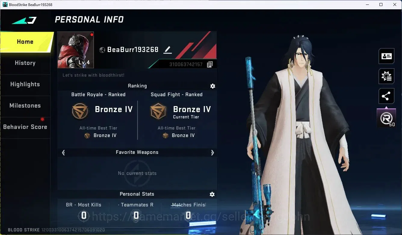 Blood Strike Accounts ASIA|Collab MCX - EVA-00|1 Legendary Gun|1 Legend image 1