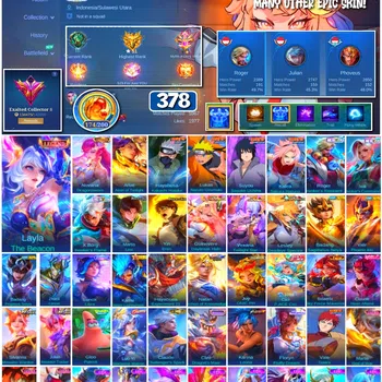 Mobile Legends: Bang Bang Accounts 🔥 #4038 🔥 378 Skins 💎 EXALTED COLLECTOR II 👑 2 Collector Skins Novaria Dragonsworn