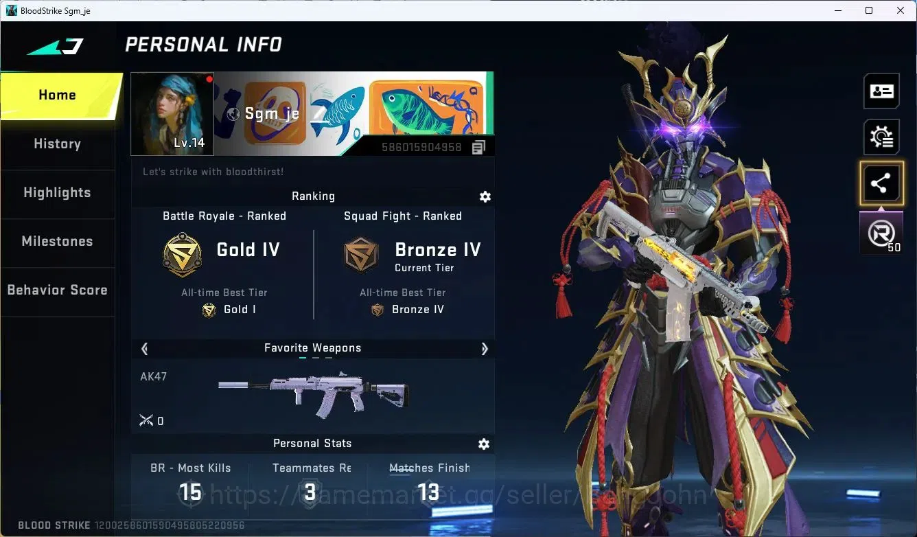 Blood Strike Accounts ASIA |2 Collab[AOT+7DS]|5 Legendary Guns|Skin Eter image 2